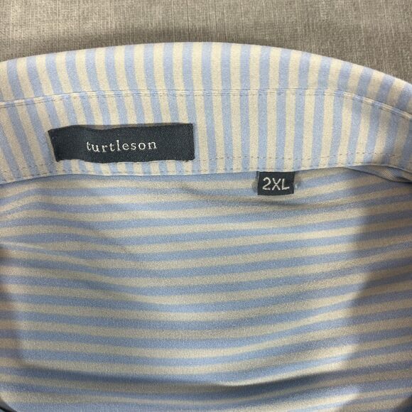 Turtleson Mens XXL Blue Green Striped Golf Polo Shirt - Picture 3 of 6